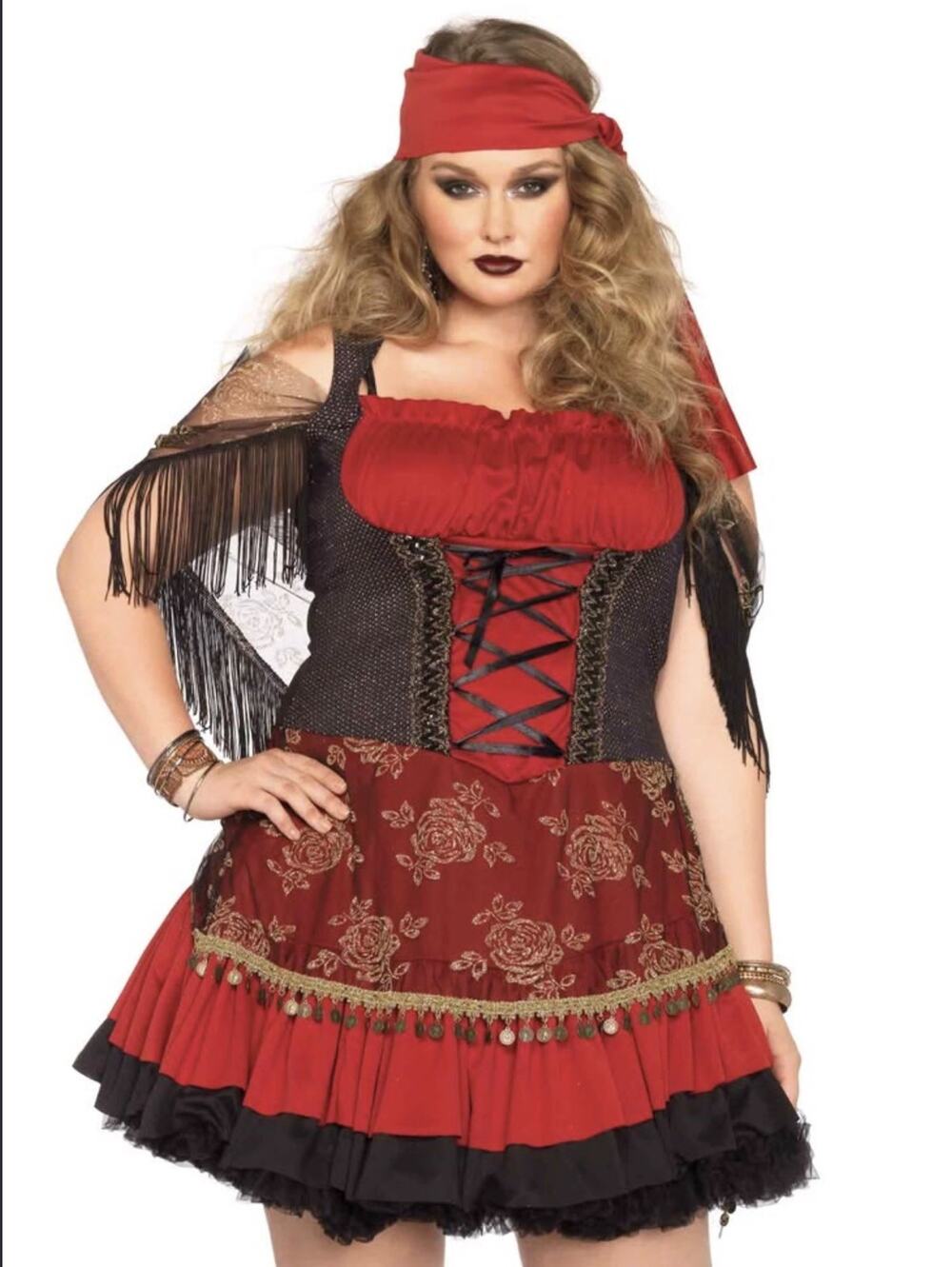 Mystic Vixen Adult Women's Costume Burgundy Peasant Fancy Dress Leg Avenue 3X 4X